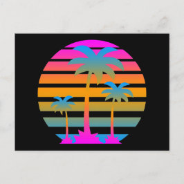COREY TIGER RETRO SUNSET PALM BÄUME POSTKARTE