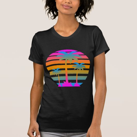 COREY TIGER RETRO SUNSET PALM BÄUME T-Shirt (Vorderseite)