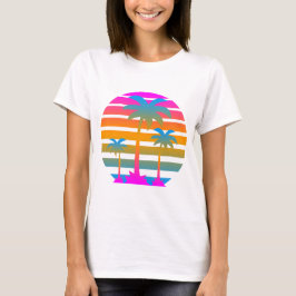 COREY TIGER RETRO SUNSET PALM BÄUME T-Shirt