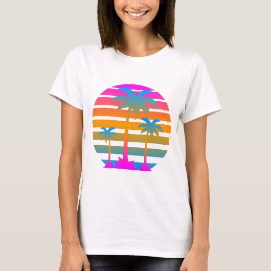 COREY TIGER RETRO SUNSET PALM BÄUME T-Shirt (Vorderseite)