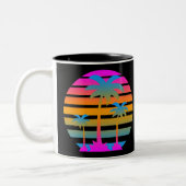 COREY TIGER RETRO SUNSET PALM BÄUME ZWEIFARBIGE TASSE (Links)