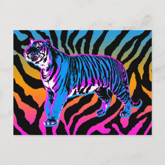 COREY TIGER RETRO VINTAG WILD TIGER DER 80er Jahre Postkarte