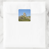 Corfe Castle, Corfe, Dorset, England Quadratischer Aufkleber (Tasche)