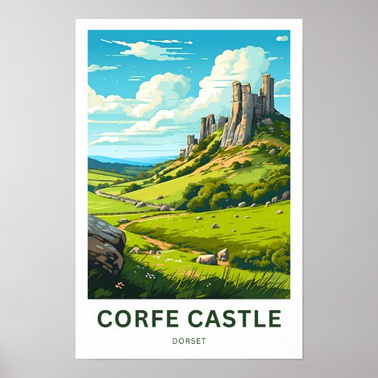 Corfe Castle Dorset Travel Print Poster (Vorne)