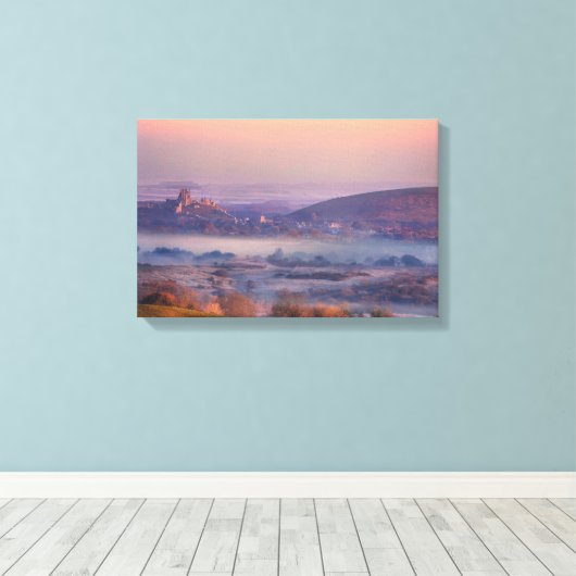 Corfe Castle Sunrise Leinwanddruck (Insitu (Holzboden))