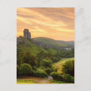 Corfe Castle Sunrise Postkarte
