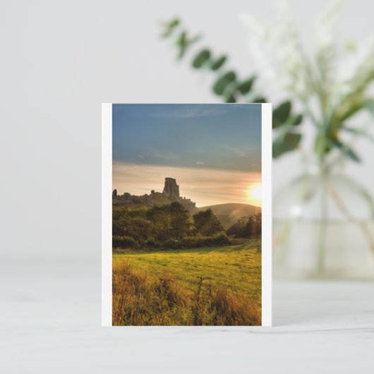 Corfe Castle Sunrise Postkarte (Stehend Vorderseite)