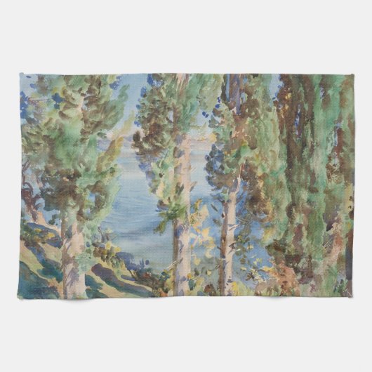 Corfu Cypresses von John Singer Sargent Geschirrtuch (Horizontal)