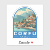 Corfu Greece Travel Art Emblem Aufkleber (Blatt)