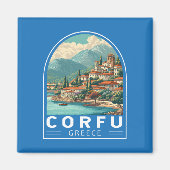 Corfu Greece Travel Art Emblem Magnet (Vorne)