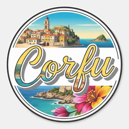 Corfu Greece Travel Runder Aufkleber (Vorderseite)