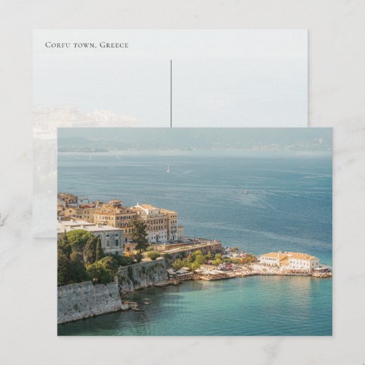 Corfu Old Town coastal view, Greece Postkarte (Vorne/Hinten)