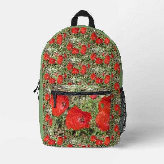 Corfu Red Poppies Bedruckter Rucksack (Vorderseite)