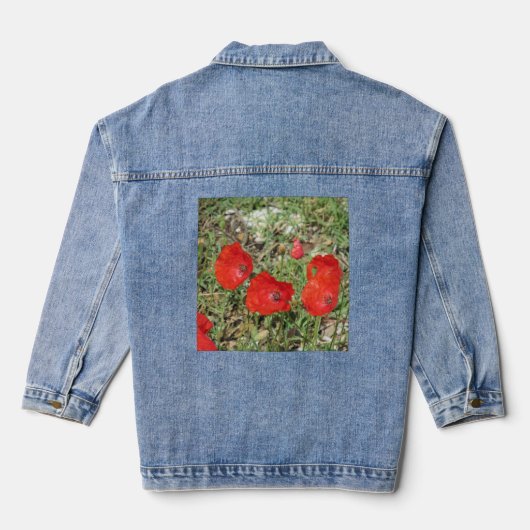 Corfu Red Poppies Jeansjacke (Rückseite)