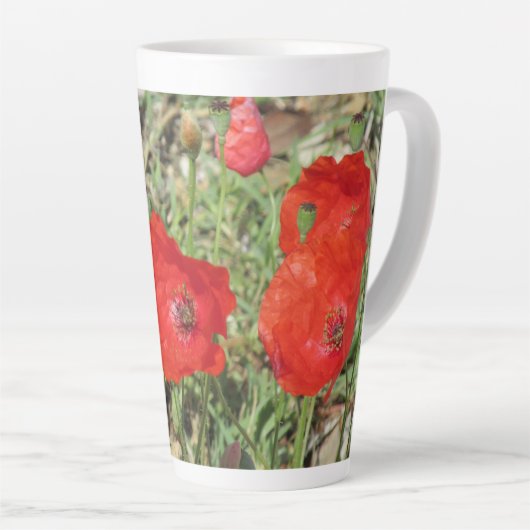 Corfu Red Poppies Latte Tasse (Rechte Ecke)