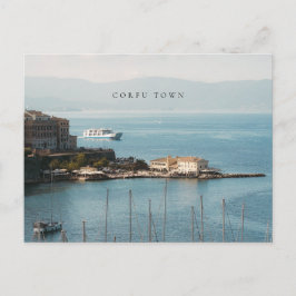 Corfu Town Harbor View (horizontal) Postkarte