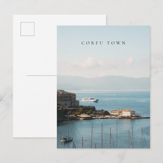 Corfu Town Harbor View Postkarte (Vorne/Hinten)