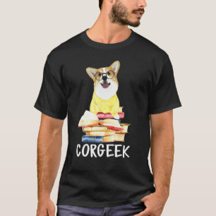Corgeek Süße Corgi-Geek-Hunde-Pun- Bücherwurm Buch T-Shirt