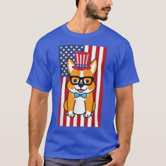 Corgi 4. Juli American Flag Welpe USA Dog Corg T-Shirt