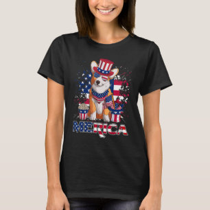 Corgi 4. Juli Amerikanische Sonnenbrille Hund Welp T-Shirt