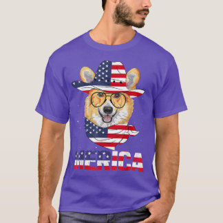 Corgi 4. Juli Merica Corgi Dog USA Flag Indepe T-Shirt