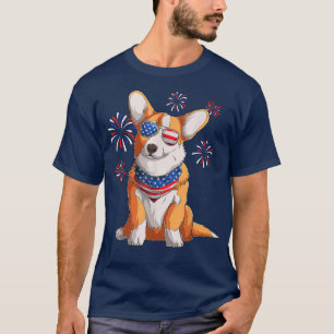 Corgi 4. Juli Merica Men Women USA American Fl T-Shirt