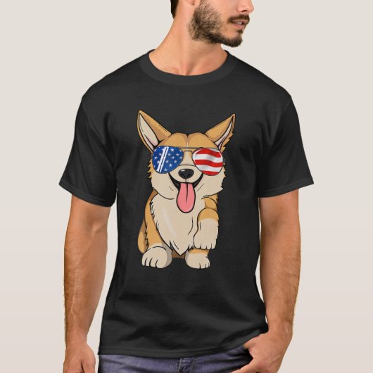 Corgi 4. Juli Sonnenbrille Männer Frauen USA Ameri T-Shirt (Vorderseite)