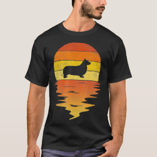 Corgi 70er Vintager Retro-Sonnenuntergang Corgi T-Shirt