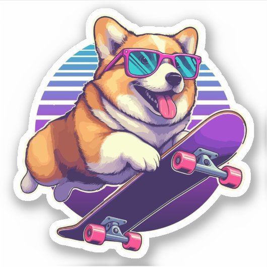 Corgi 80er-Skater Aufkleber (Vorderseite)