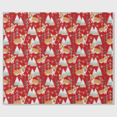 Corgi Abenteuer im Gebirgsmuster - rot Geschenkpapier (Flach)