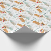 Corgi Abenteuer im Gebirgsmuster - weiß Geschenkpapier (Ecke)