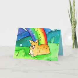 Corgi am Ende des Regenbogens Dankeskarte