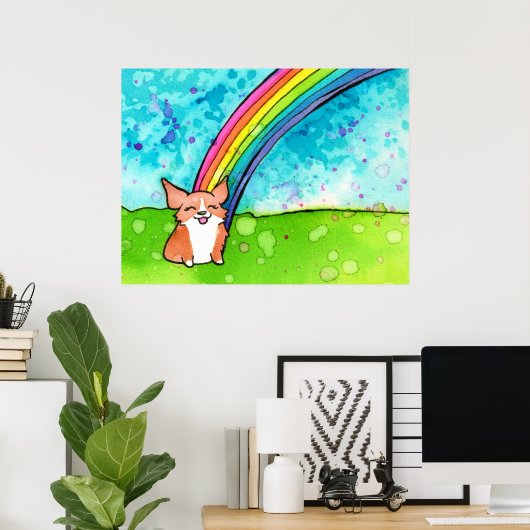 Corgi am Ende des Regenbogens Poster (Heimbüro)