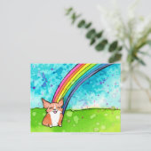 Corgi am Ende des Regenbogens Postkarte (Stehend Vorderseite)