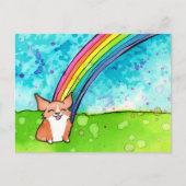 Corgi am Ende des Regenbogens Postkarte (Vorderseite)