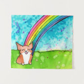 Corgi am Ende des Regenbogens Wandteppich (Vorderseite (Horizontal))