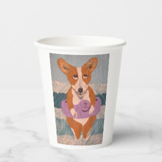 Corgi am Strand Papiertassen Pappbecher