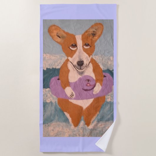 Corgi am Strand Strandtuch (Vorderseite)