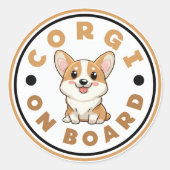 CORGI an Bord Runder Aufkleber (Vorderseite)