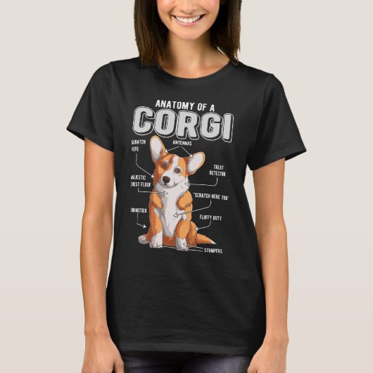Corgi Anatomy Funny Dog T-Shirt (Vorderseite)
