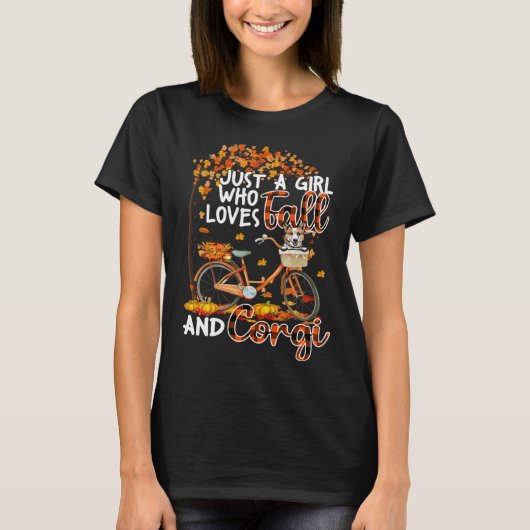 Corgi And Fall  Dog Owner Bicycle Thanksgiving T-Shirt (Vorderseite)