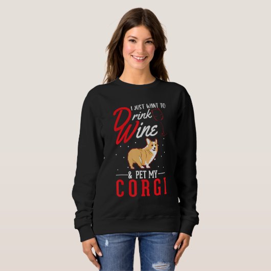 Corgi And Wine Sweatshirt (Vorne ganz)