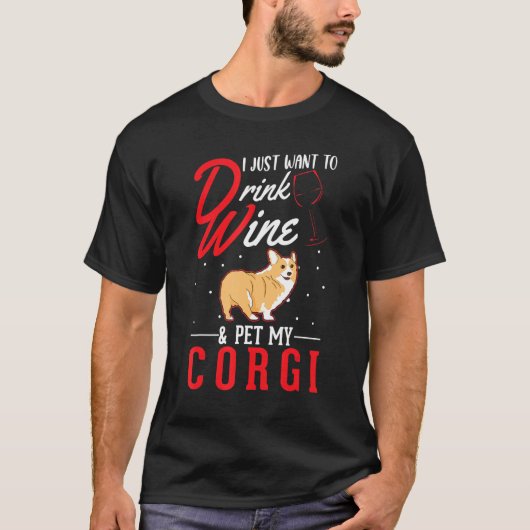Corgi And Wine T-Shirt (Vorderseite)