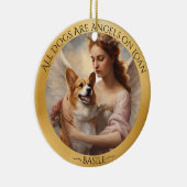 Corgi Angel Personalisiert Memorial Keramik Ornament (Rechts)