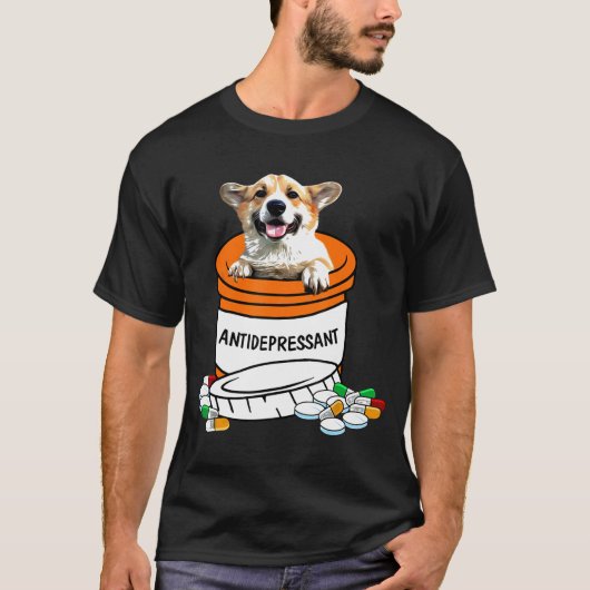 Corgi Antidepressivum Antidepressiva Niedlich Hund T-Shirt (Vorderseite)