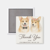 Corgi Aquarell Hochzeit Danke Magnet (Vorderseite/Rückseite)