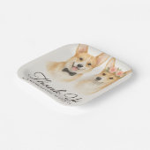 Corgi Aquarell Hochzeit Danke Pappteller (Gewinkelt)