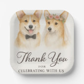 Corgi Aquarell Hochzeit Danke Pappteller (Vorderseite)