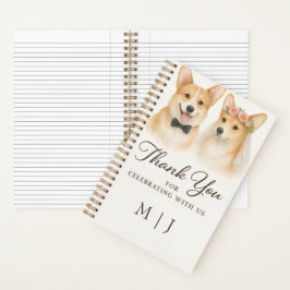 Corgi-Aquarell-Hochzeits-Dankeschön-Monogramme Notizblock