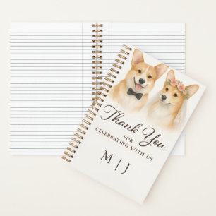 Corgi-Aquarell-Hochzeits-Dankeschön-Monogramme Notizblock